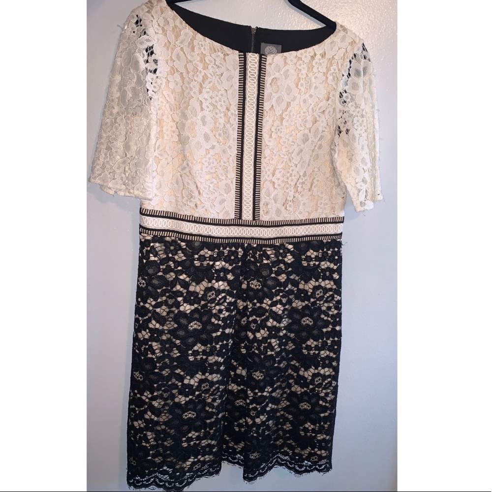 White and Black Lace Dress